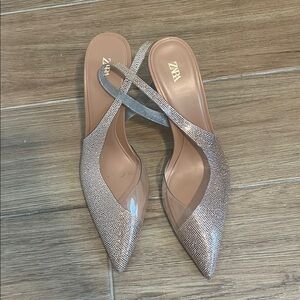 Zara Silver Pointed-Toe Slingback with Sleek Design